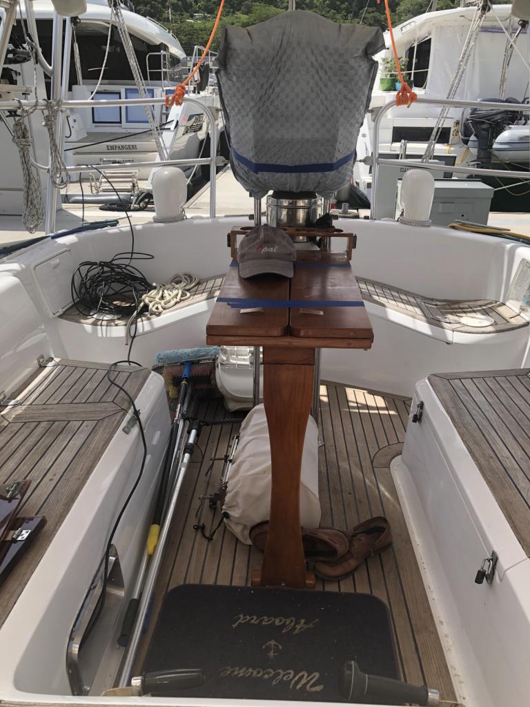 Table secured & chart plotter covered.JPG