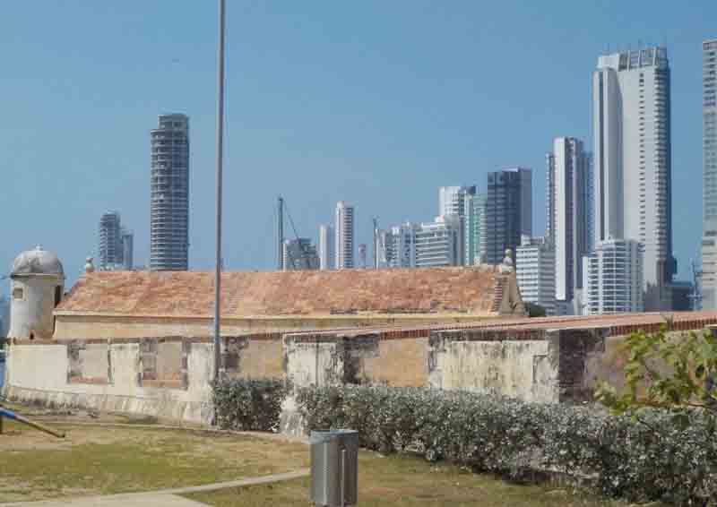 San Sebastian fort walls  and sky scrapers.jpg